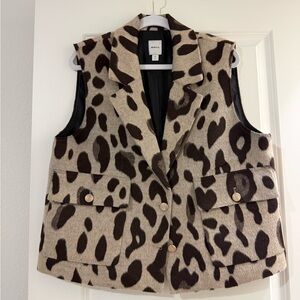 Maeve Enlarged-Leopard-Print Vest Jacket anthropologie